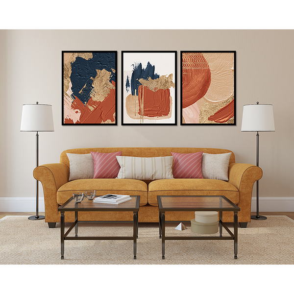 Hot sale indoor wall decor MDF framed art for home hotel restaurant Morden designs Set of 3 Framed Art Framed prints