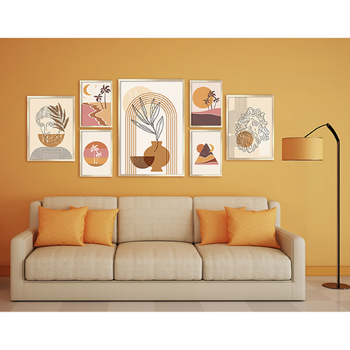 Framed Art Set for living room hotel wall decoration  Set of 7 Framed Art MDF Frame prints
