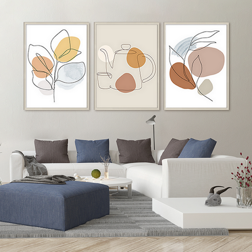 Abstract landscape designs modern living room home decor frame art set MDF framed art